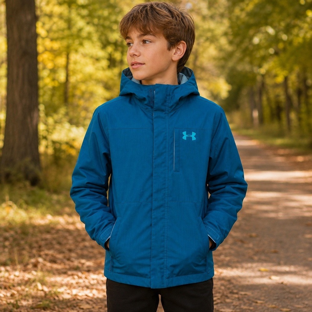 Under Armour ColdGear Infrared Youth Hooded Jacket Teal YXL Full Zip‎